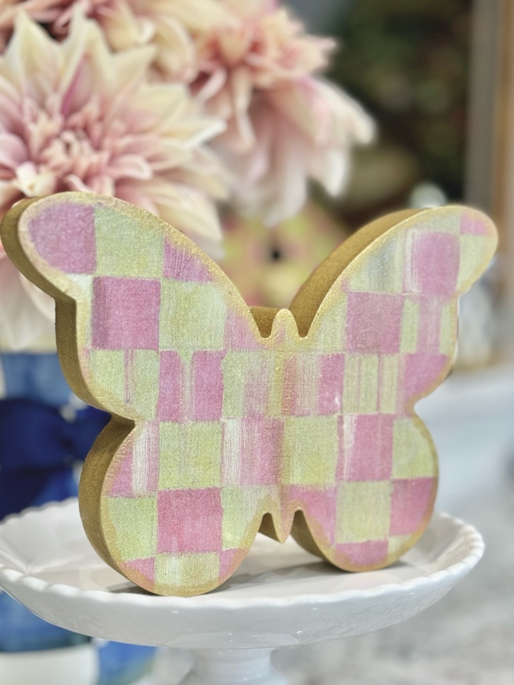 Rosy Check Chunky Wood Butterfly 8”